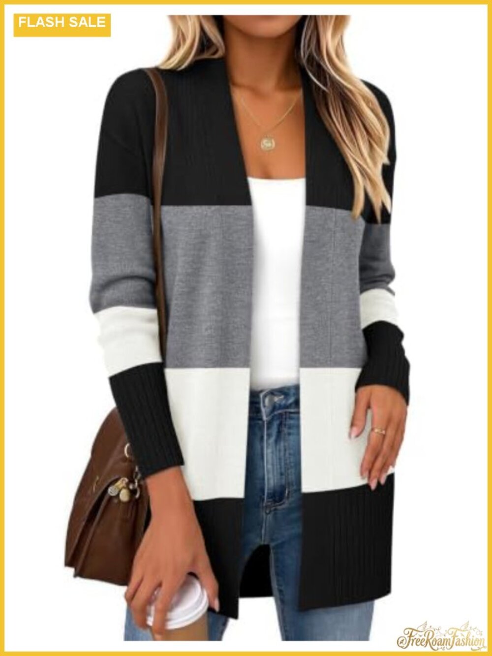 Zeagoo Womens Open Front Cardigan Long Sleeve Knit Sweater Loose Fit